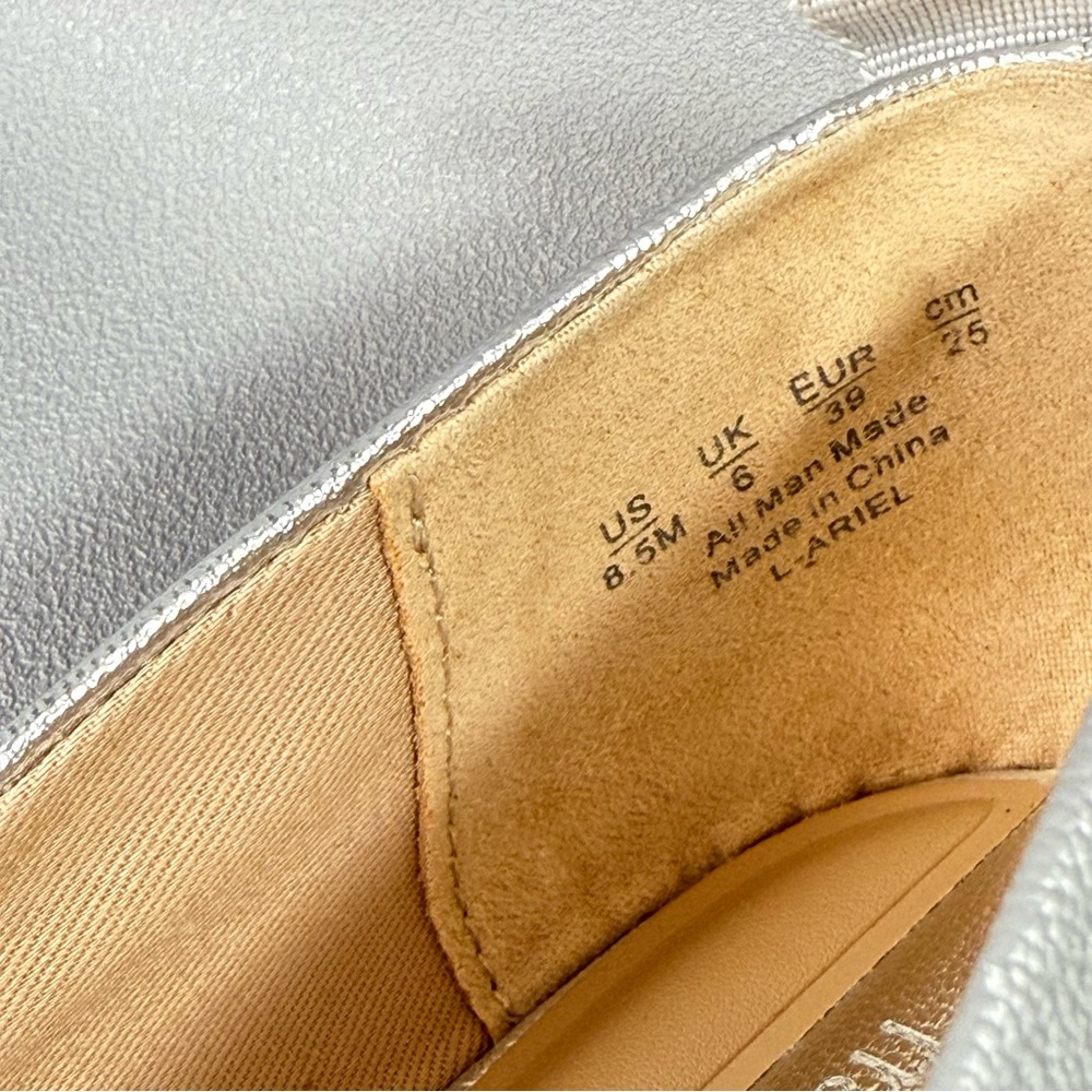 Franco Sarto Ariel Metallic Silver Square Toe Ballet Flats - Picture 14 of 15